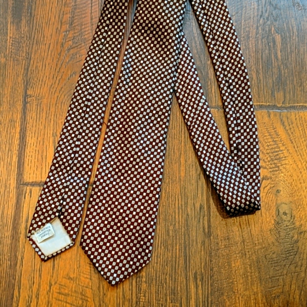 Vintage brown check thin tie